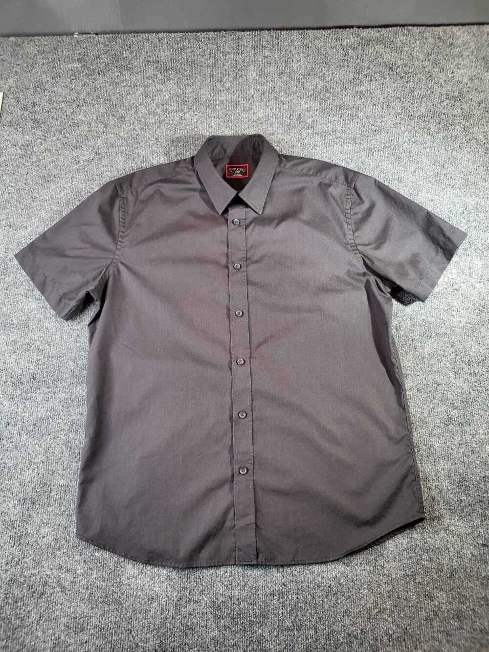 Untuckit Mens Shirt Size Large Black Button Up Short Sleeve Cotton